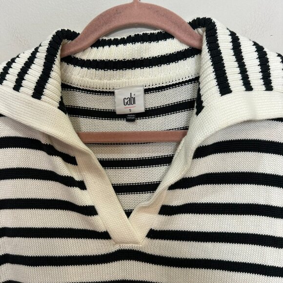 Cabi Deckhand Pullover Size Small 6388 White with Black Stripes Casual Preppy - Picture 5 of 9
